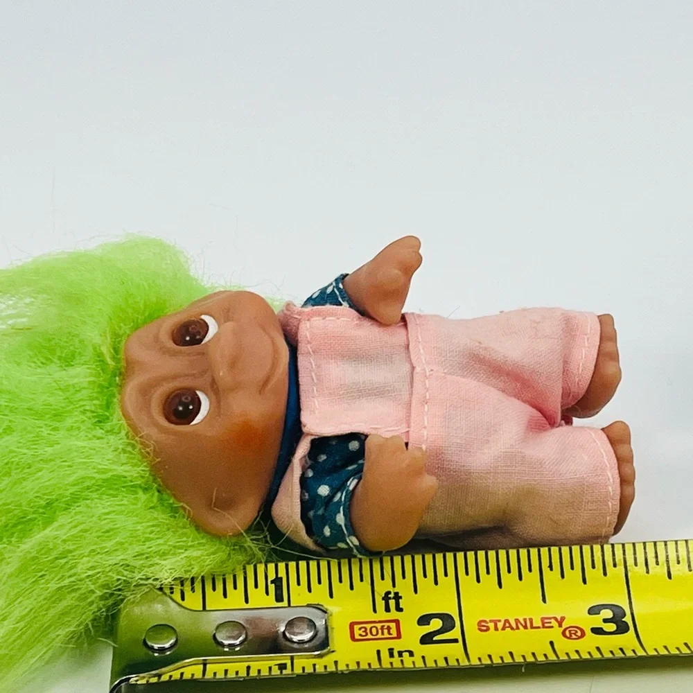 Norfin Dam Troll Doll Small Green Hair Overalls 1985